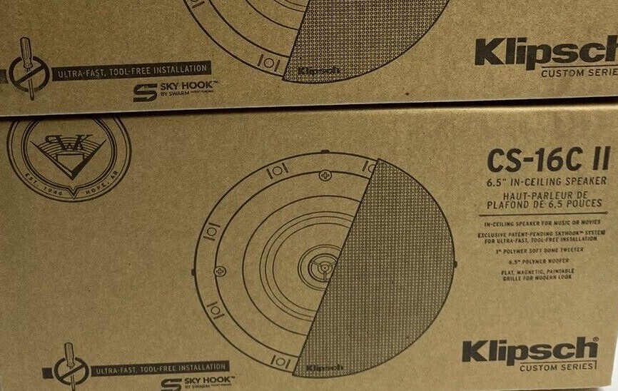 Klipsch CS-16C II 6.5” In-Ceiling Speakers- PAIR
