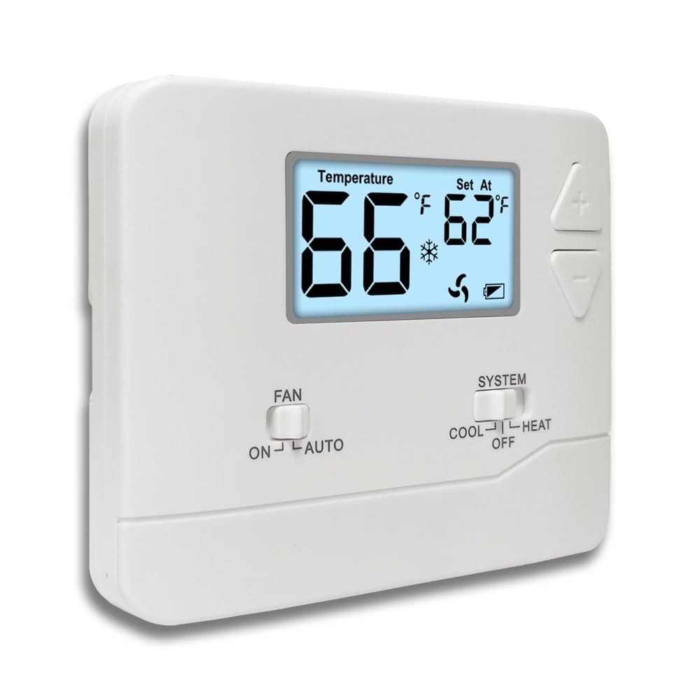 NonProgrammable Thermostat for Home, Digital 0.98"D x 4.72"W x 3.86"H, White