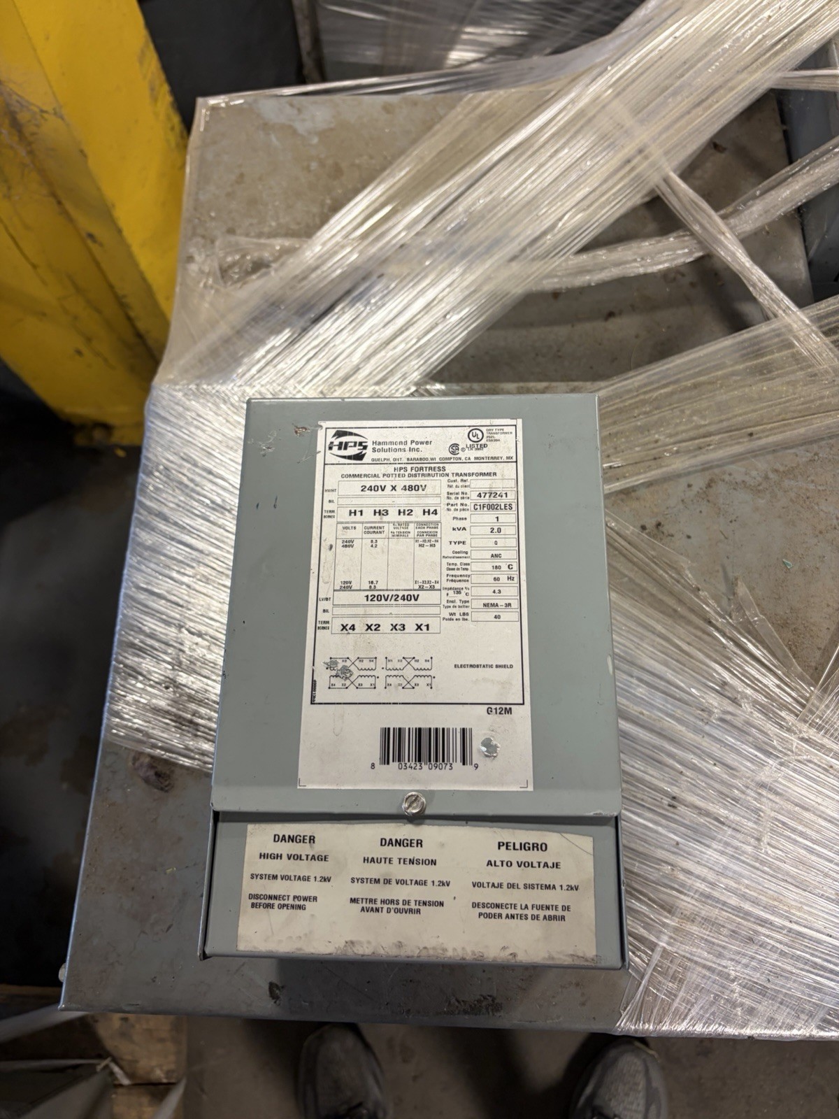 Hammond C1F002LES Fortress Commercial Potted Distribution Transformer USED