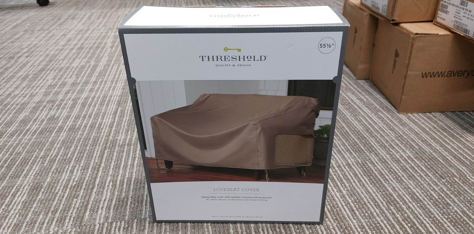 Threshold Brown Water and Weather Resistant Loveseat Cover 30" x 55-1/2" x 34"