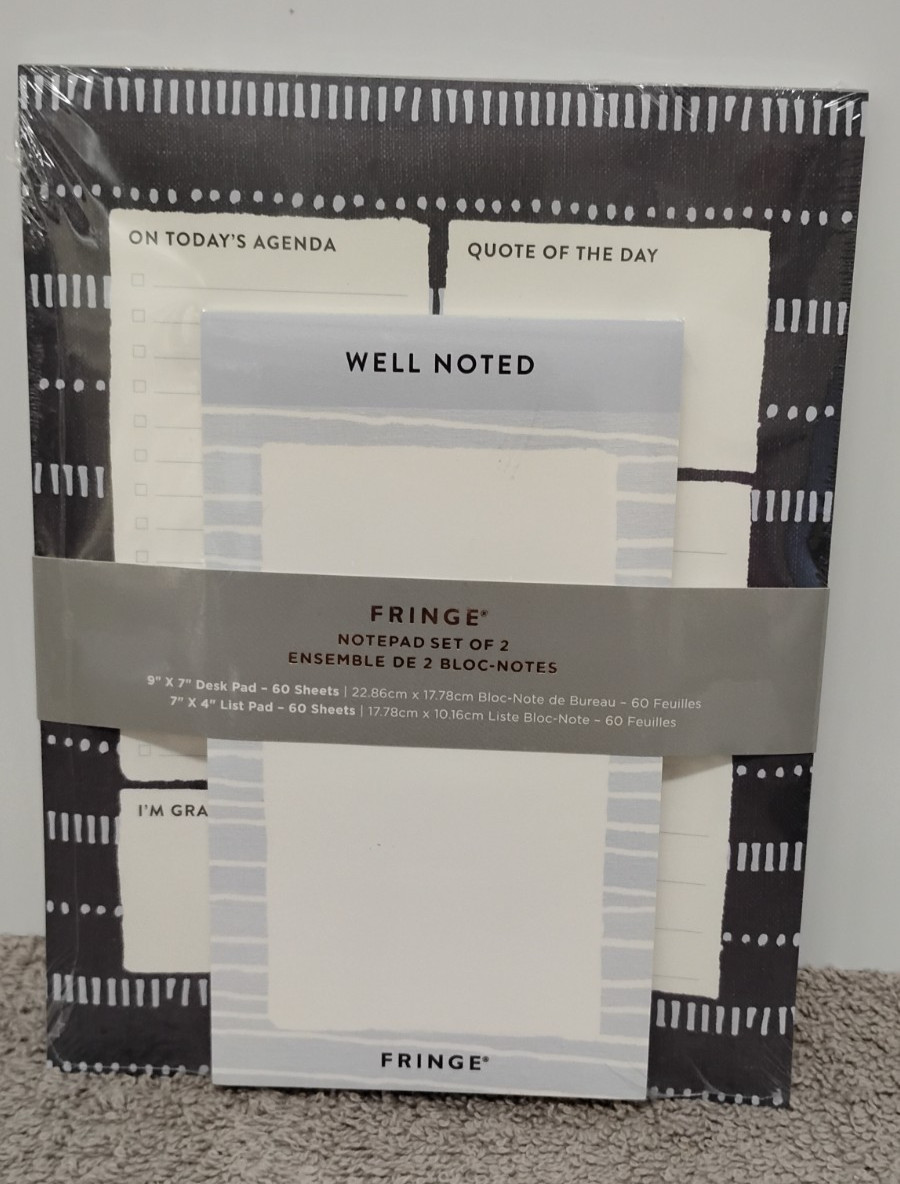 NEW-FRINGE NOTEPAD SET OF 2 / 9"x7" Desk Pad / 7"x 4" List Pad/60 Pad each. (00)