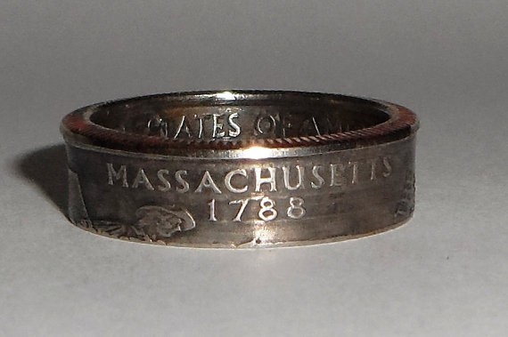 "Sealed" MASSACHUSETTS US STATE QUARTER handmade coin ring or pendant size 4-14