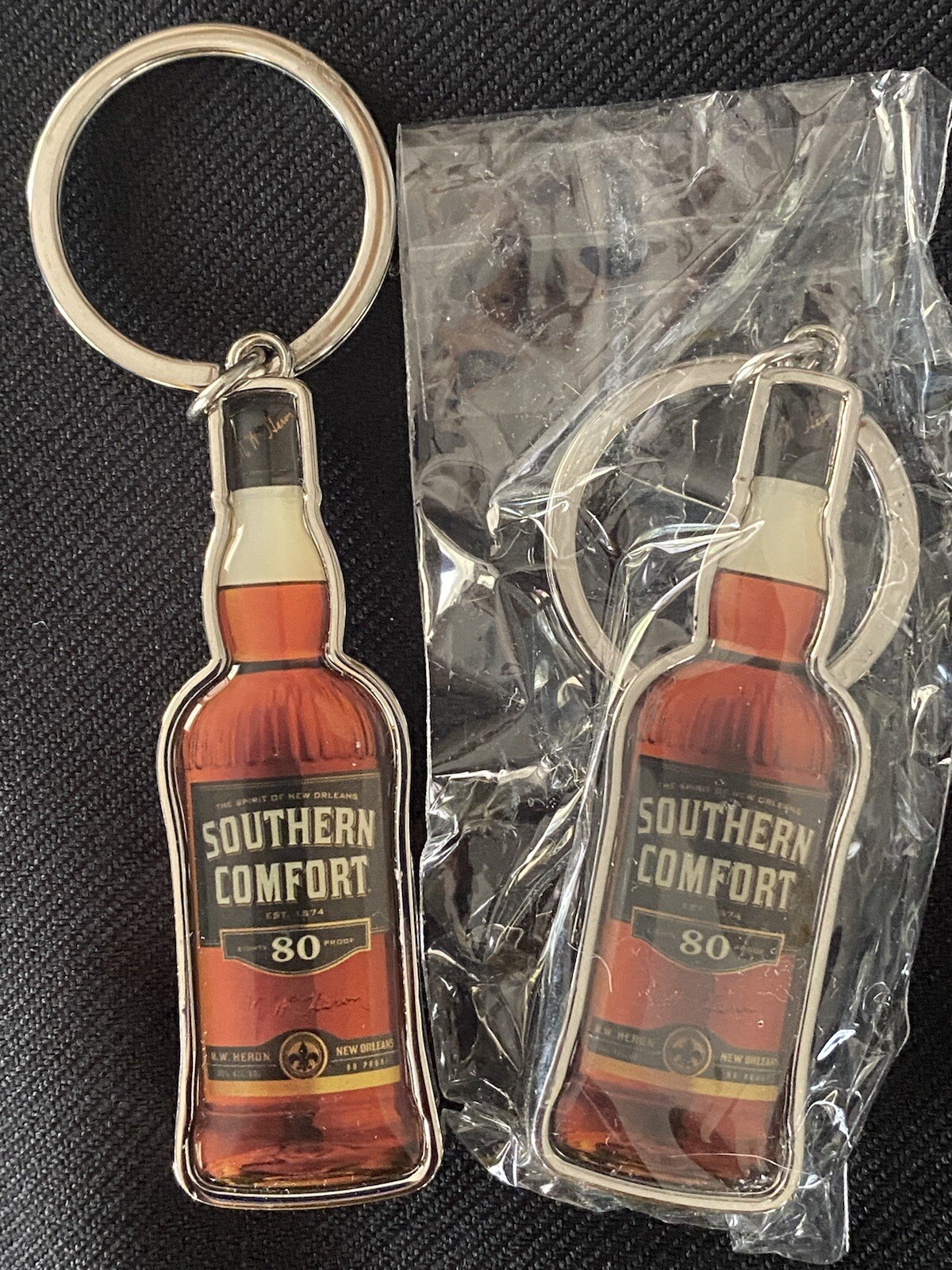 Lot Of 2 Southern Comfort Whiskey Bottle Opener Keychain Bar Promo NEW 4"