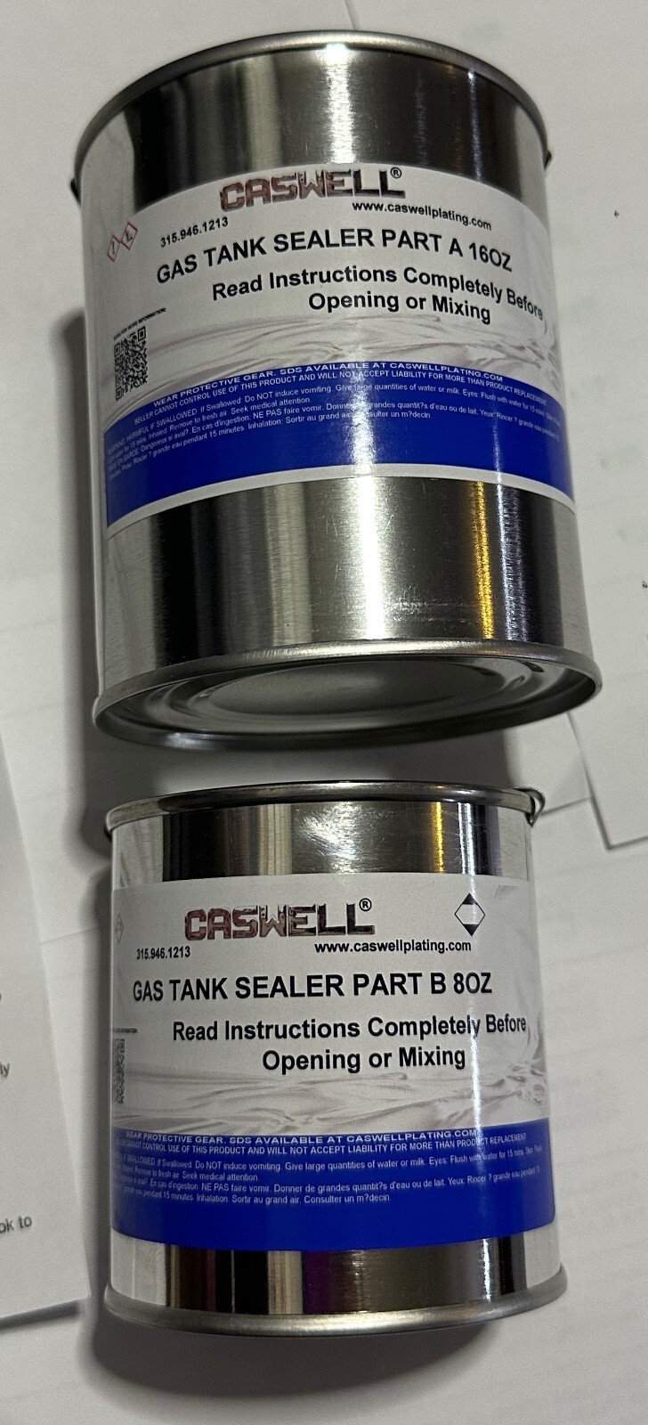 NEW CLEAR CASWELL EPOXY GAS TANK SEALER COVER UPTO 10GALLONS 363J