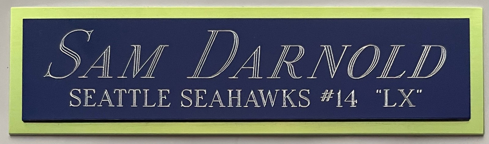 SAM DARNOLD SEATTLE SEAHAWKS NAMEPLATE FOR AUTOGRAPHED Signed FOOTBALL JERSEY