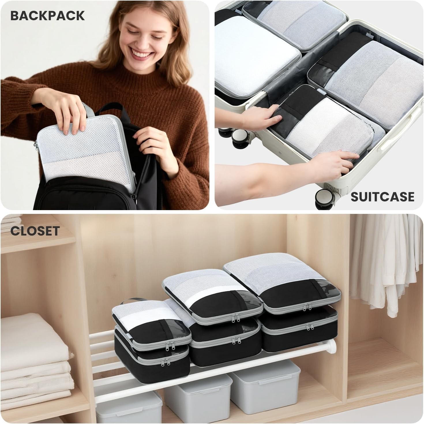 Durable Travel Packing Cubes - 6-Piece Set for Effortless Packing Efficiency