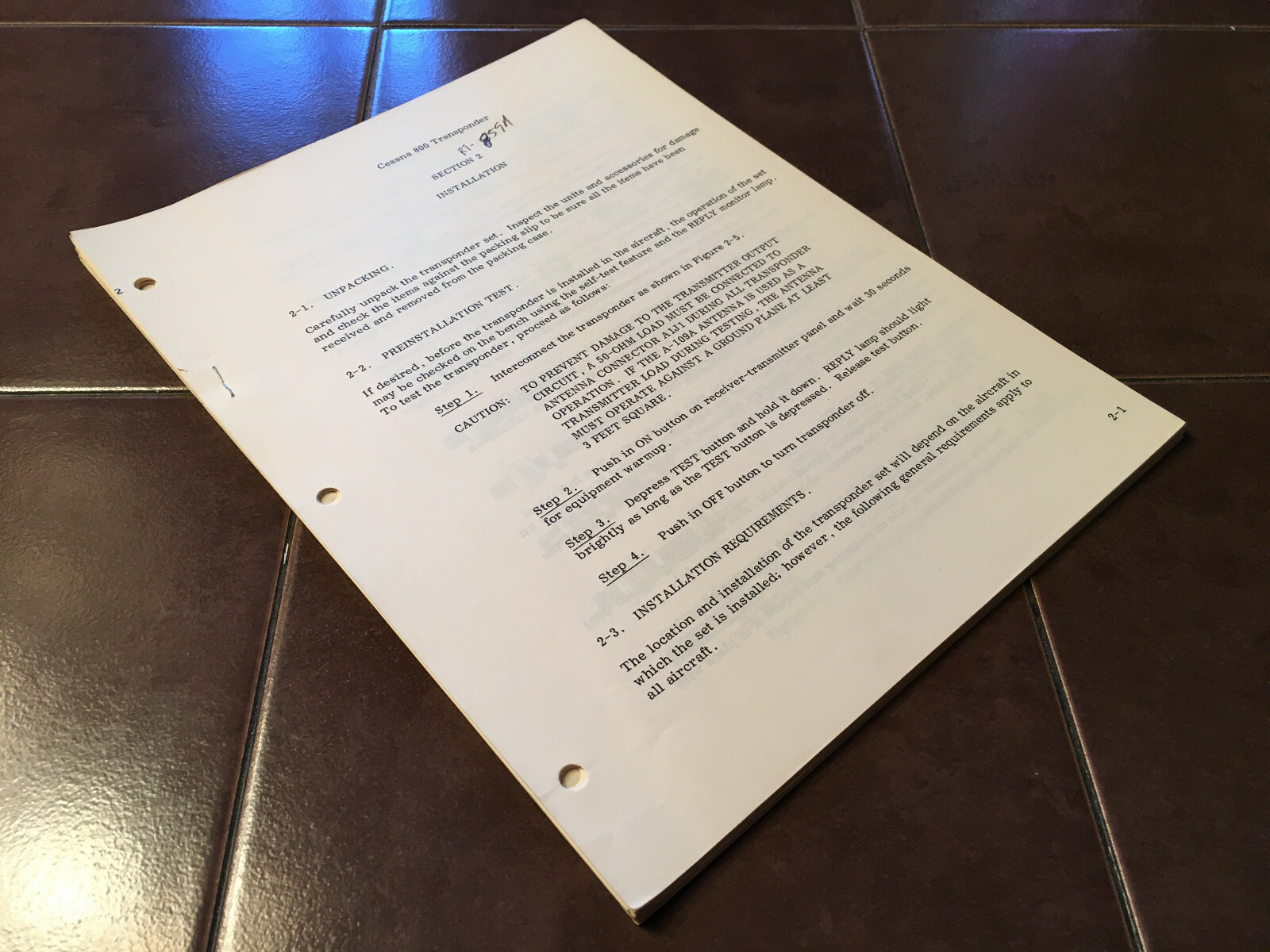 Cessna ARC RT-859A Transponder Install Manual