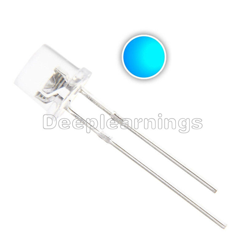 100pcs Super Bright blue 5mm Flat Top Led 5mm flat blue light 2pin