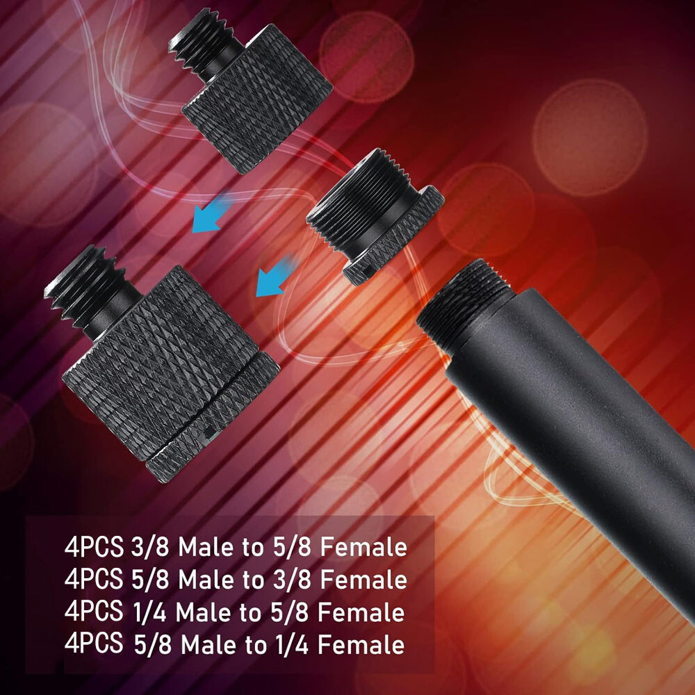 16pcs Mic Stand Thread Adapter Set,5/8 Female to 3/8 Male and 3/8 Female to 5/8