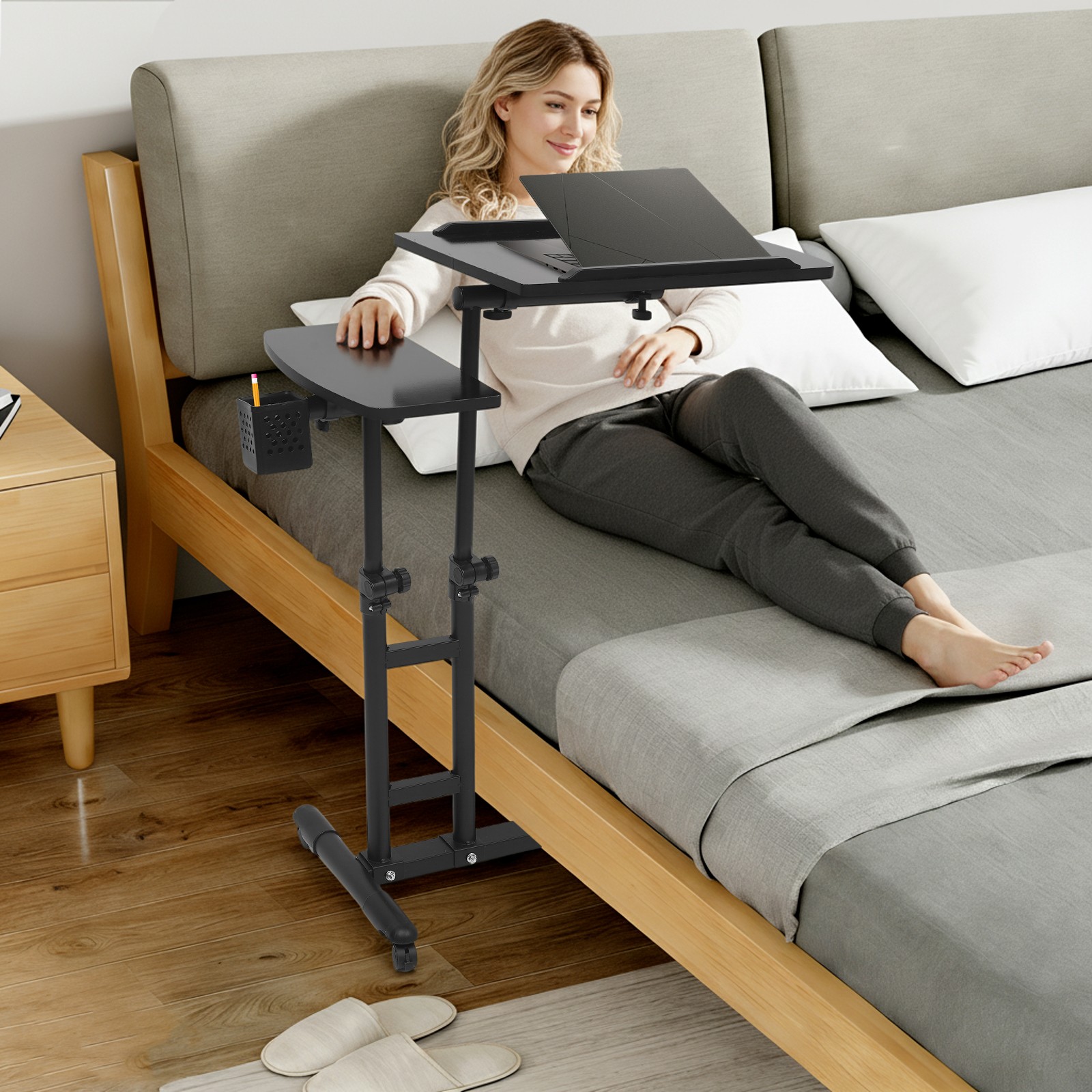 Side Table With Wheels Height Adjustable Computer Table Writing Table Free Stand