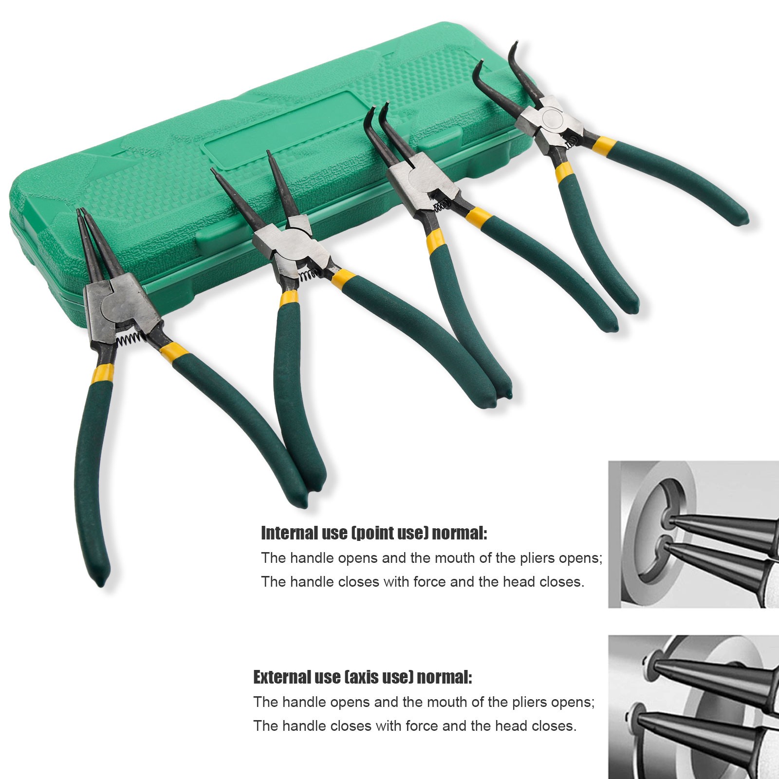 4pcs Portable 7 Internal External Retaining Clips Snap Ring Circlip Pliers Set