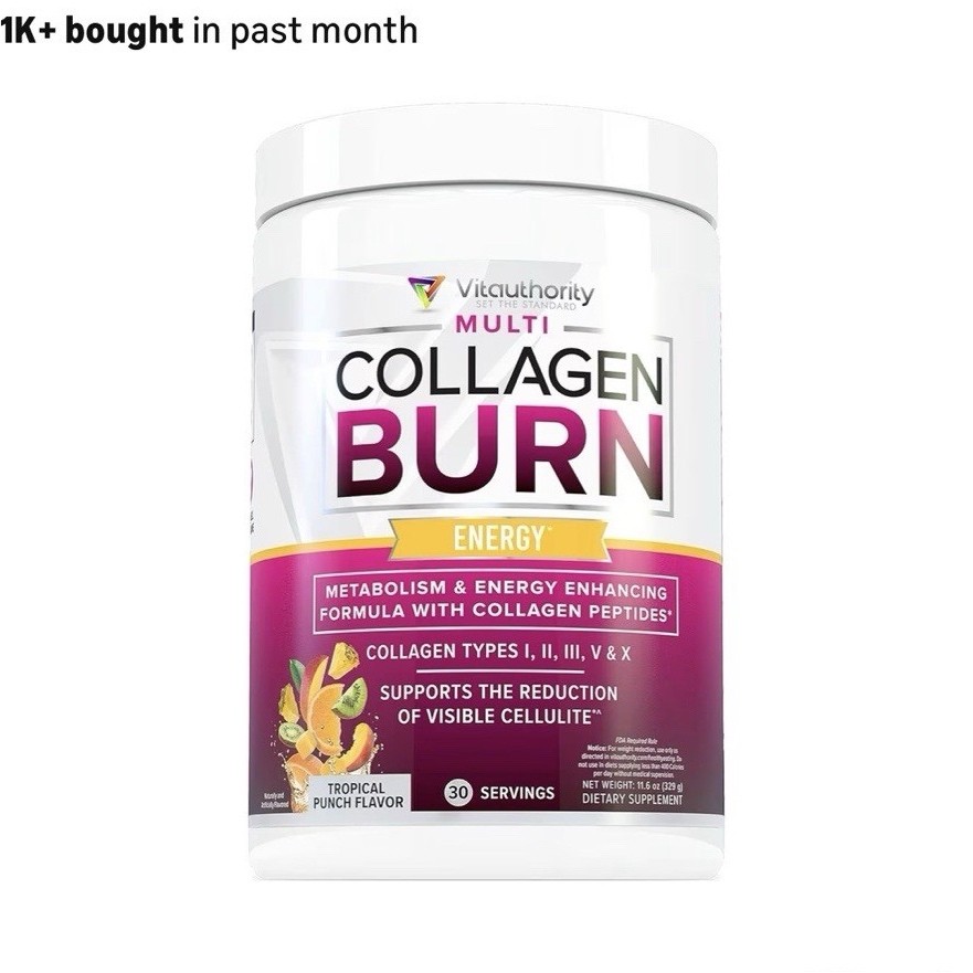 Vitauthority Multi Collagen Burn Energy Powder Tropical Punch Exp:05/27