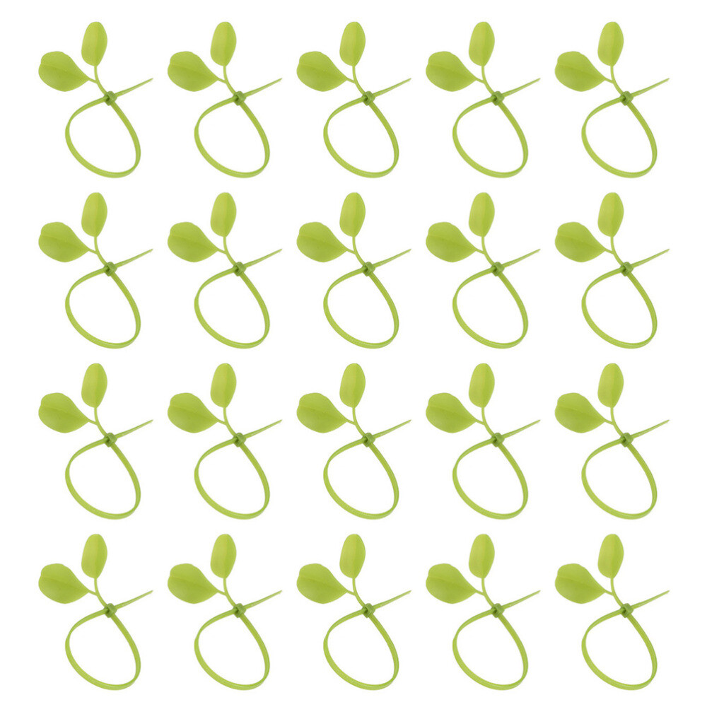100PCS Lifelike Garden Zip Tie Tie Wraps Cable Tie Green Plants Leaf Shape