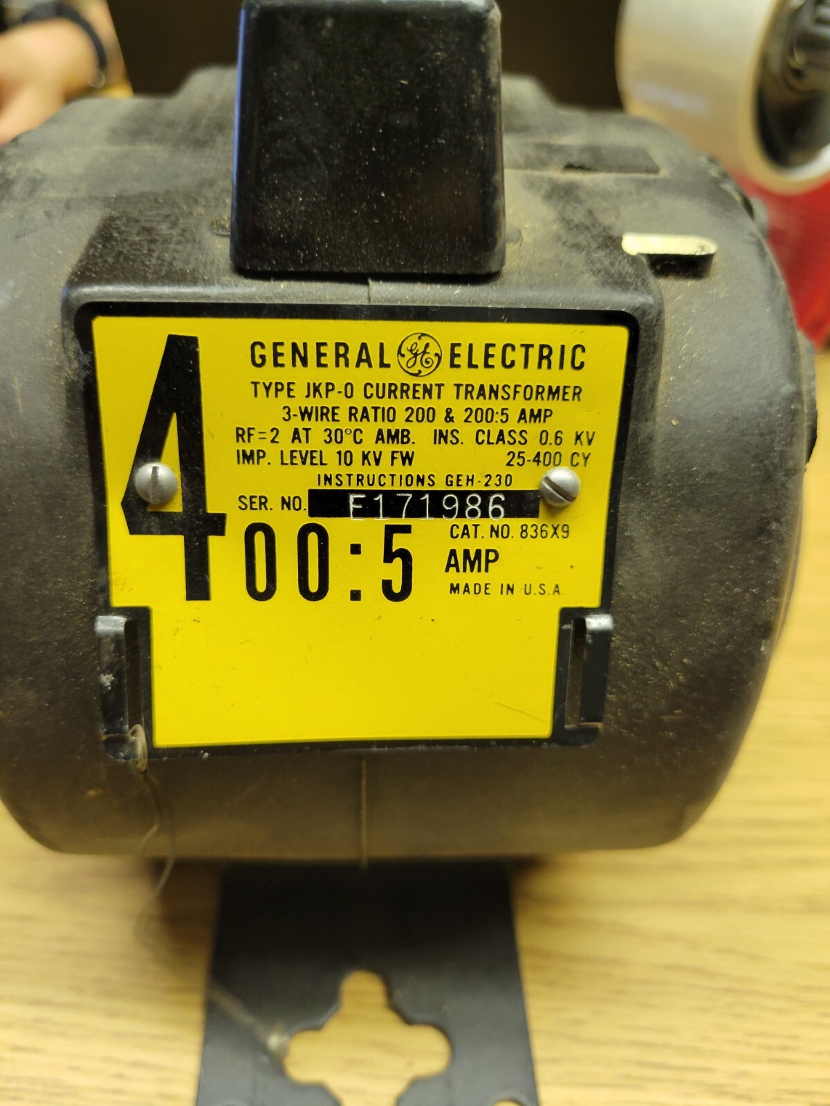 GE 836X9 JKP-O Current Transformer 400:5A
