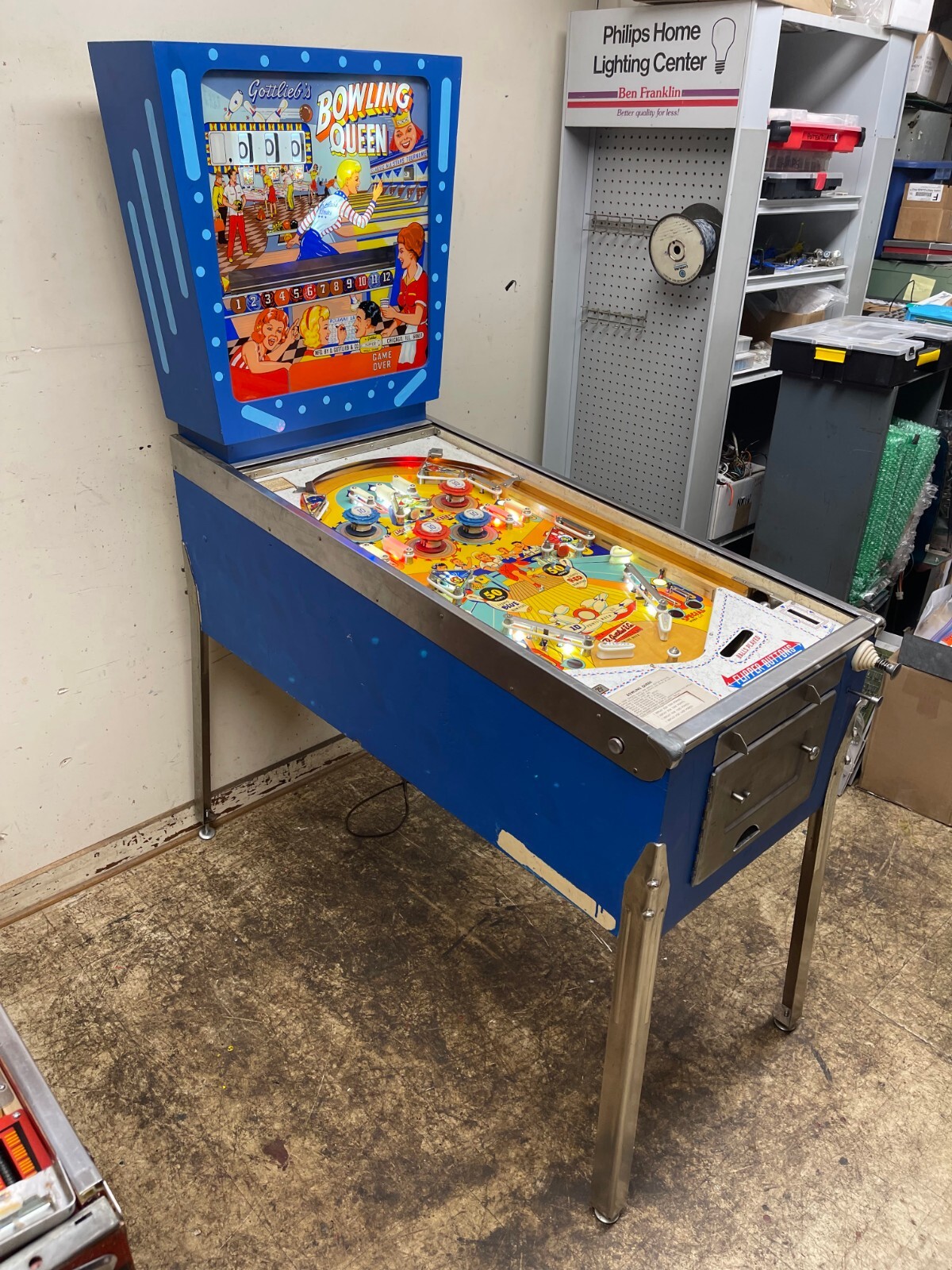 NICE 1964 Gottlieb BOWLING QUEEN pinball machine Shopped LED'ed - FREE SHIPPING!