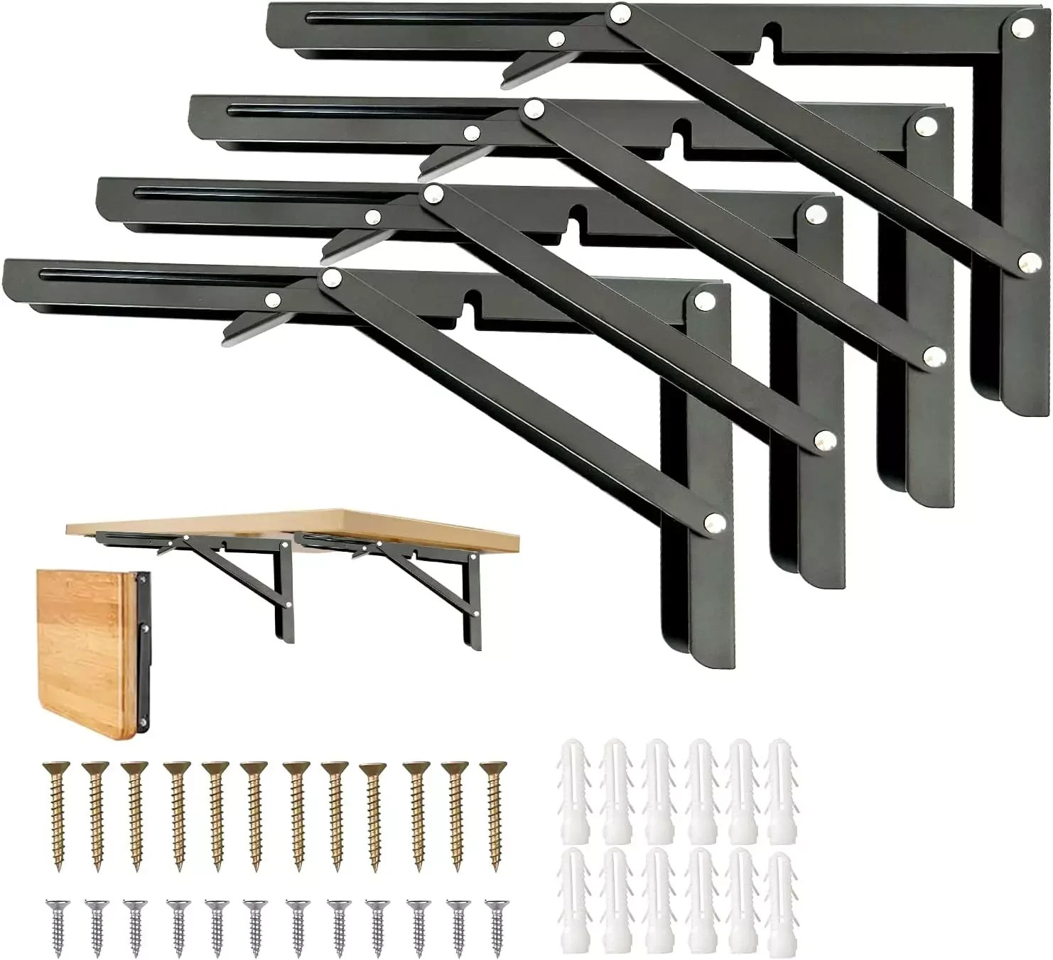 Folding Shelf Brackets, 18 Inch 4Pcs Folding Bracket, Heavy Duty Shelf Brackets,