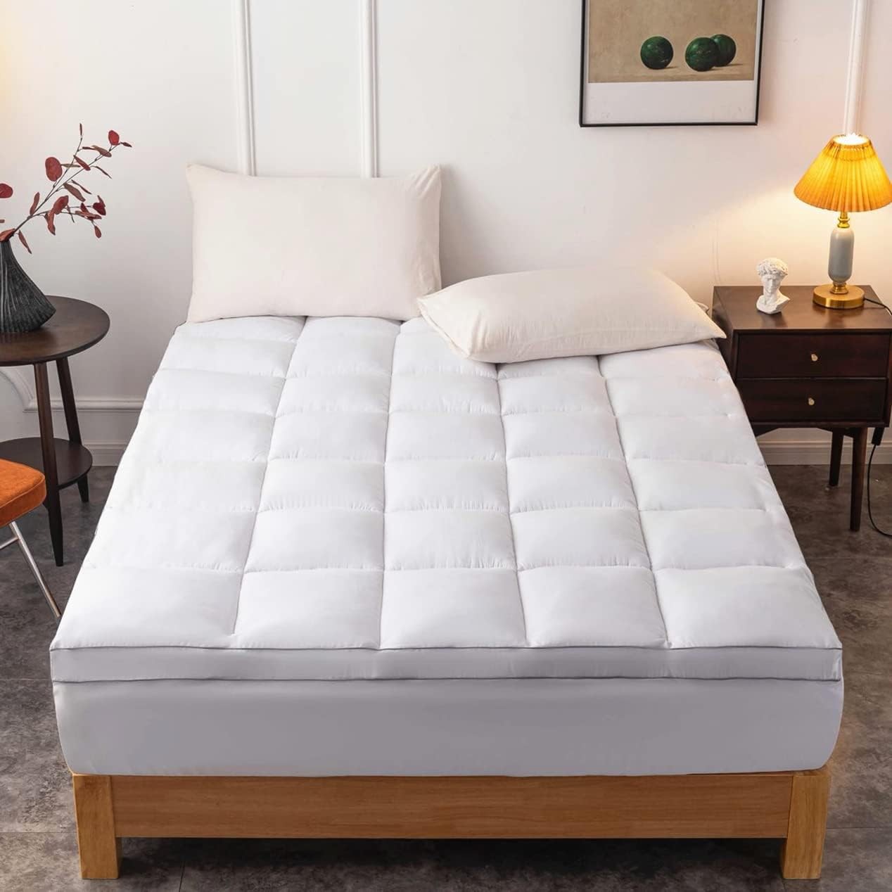 DROVAN Mattress Topper Queen Size - Extra Thick Pad Queen, White
