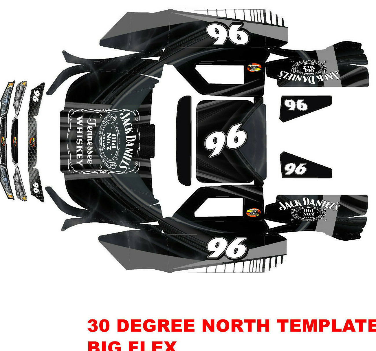 BIG FLEX Losi 5iveT 5t  rovan wrap decals stickers wrap trophy truck ARMOUR BLK