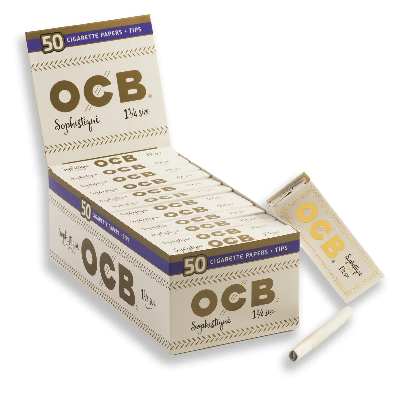 😎OCB SOPHISTICATED 50 CIGARETTE PAPERS + TIPS🔥 24 SLIM LONG 1 ¼ SIZE PACKS💕✨