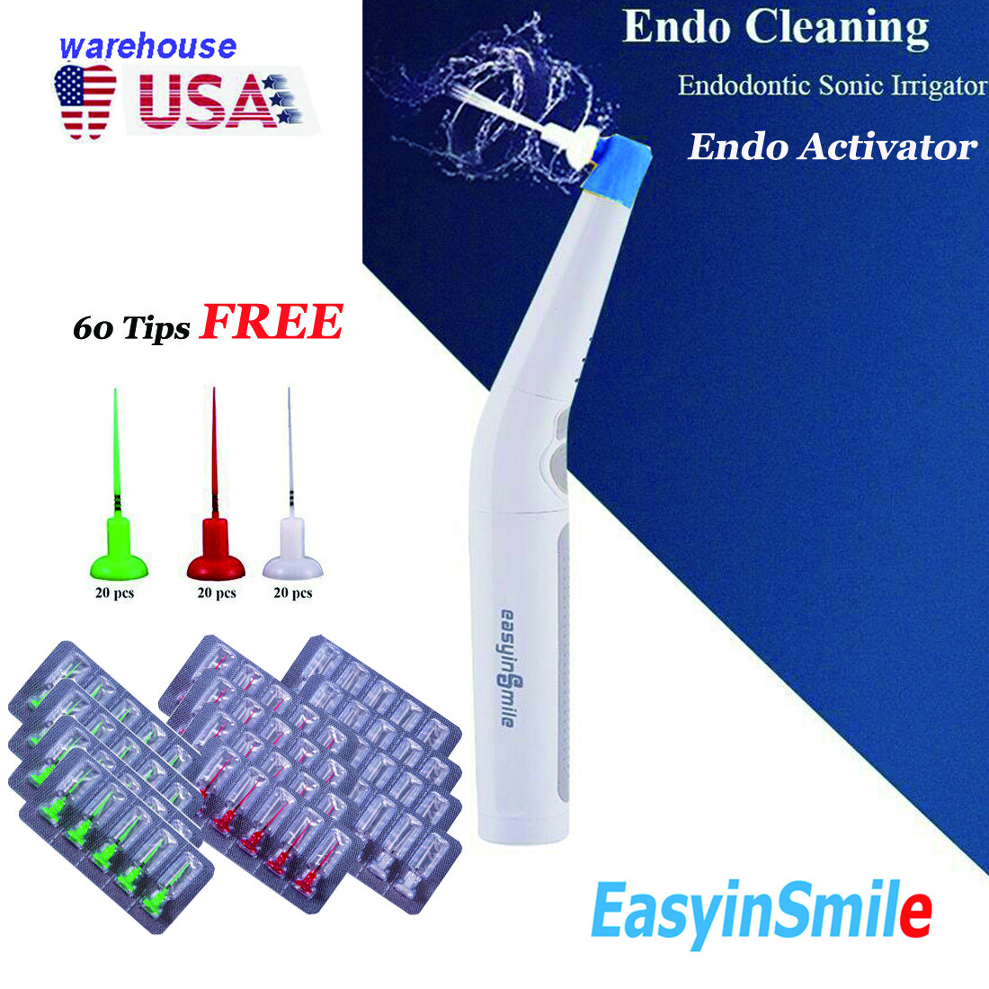 Easyinsmile Endo Sonic Activator Dental Irrigator with Bendable Endo Files