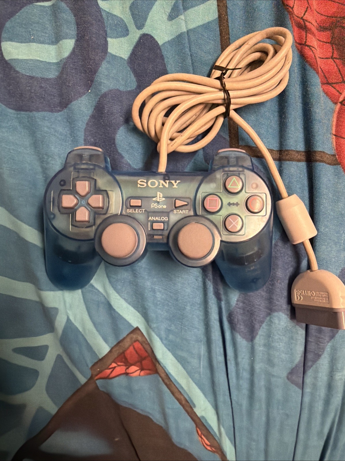 Sony PlayStation 1 Controller Transparent Blue Excellent Condition Tested
