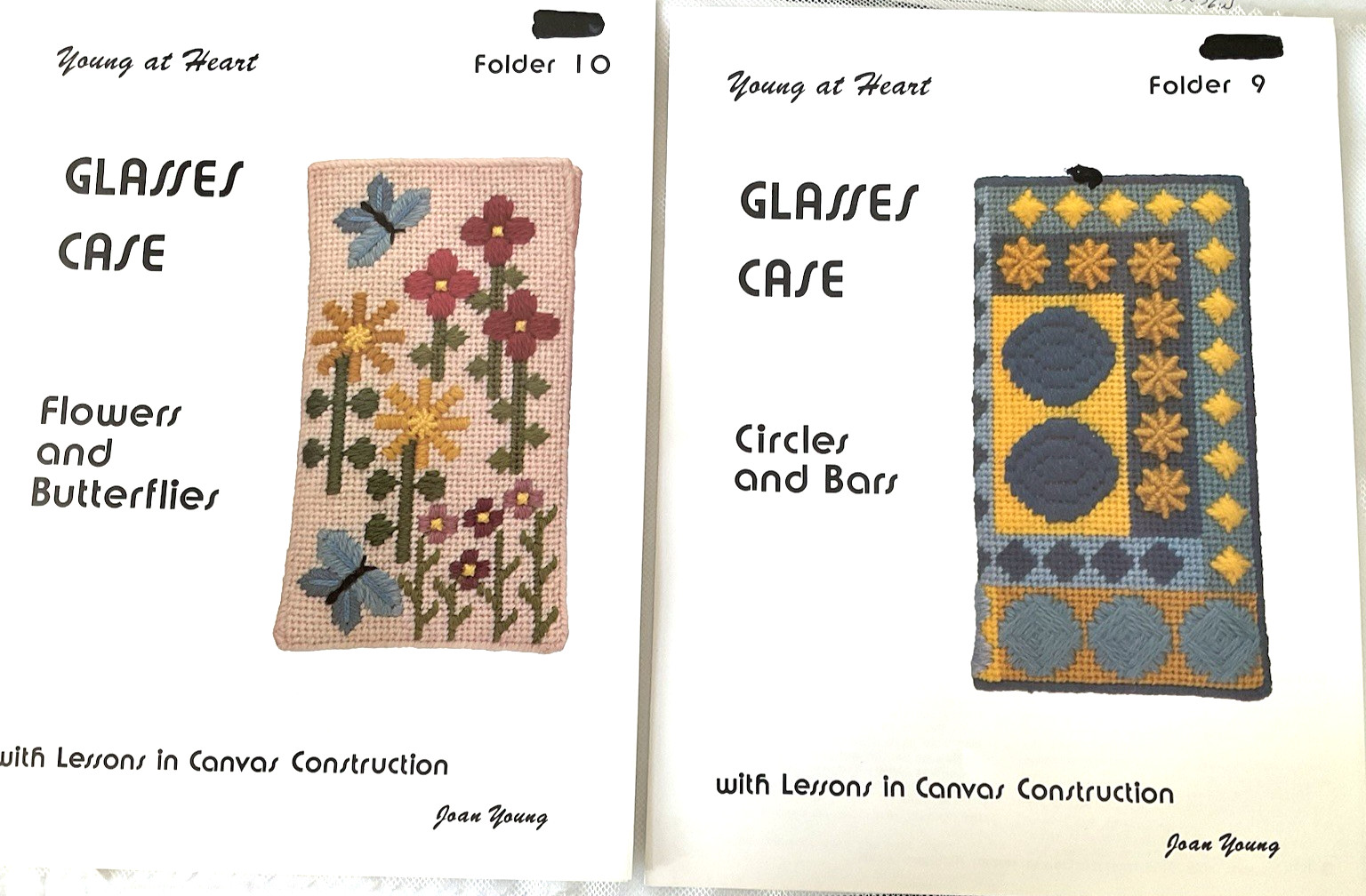 Needlepoint Charts 2 Young At Heart #9 #10 Joan Young Glasses Cases Used
