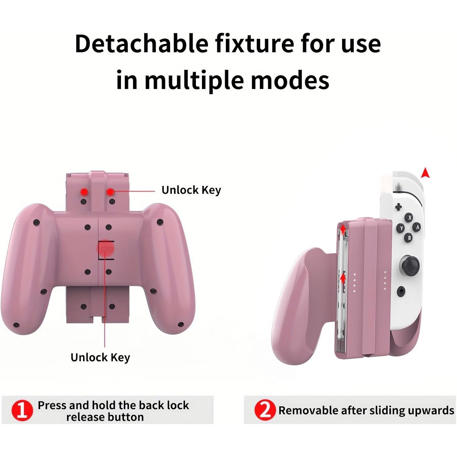 1pcs Pink Two-in-one Grip Comfort Controller Extend Holder For Switch Joy Con