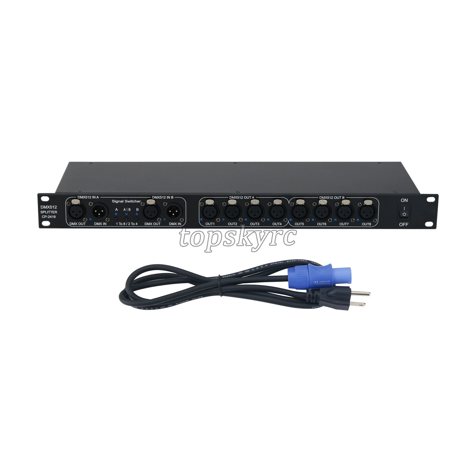 CP-2418 DMX Splitter DMX Amplifier DMX512 Distributor 2 Signal Input 8CH Output