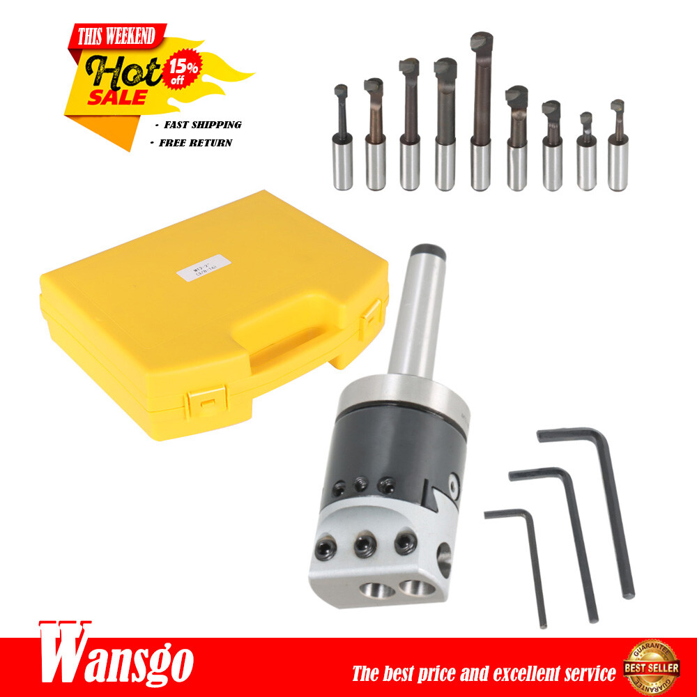 2"Boring Head (7/8-20) With MT2 Shank and 9Pcs 1/2" Shank Boring Bar Sets