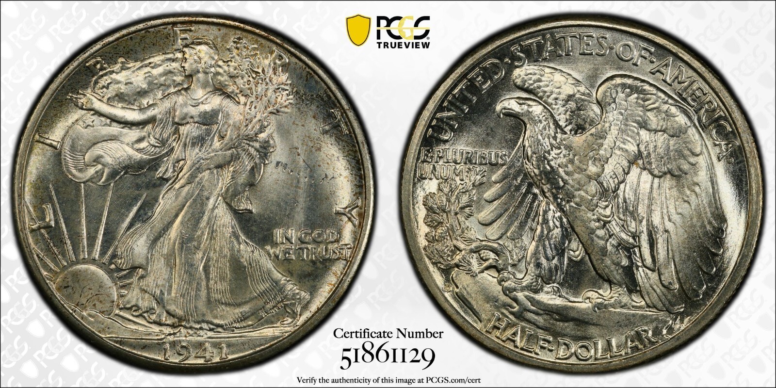 1941-D WALKING LIBERTY HALF DOLLAR 50C SILVER PCGS MS64 RPM FS-501 GEM BU (H100)