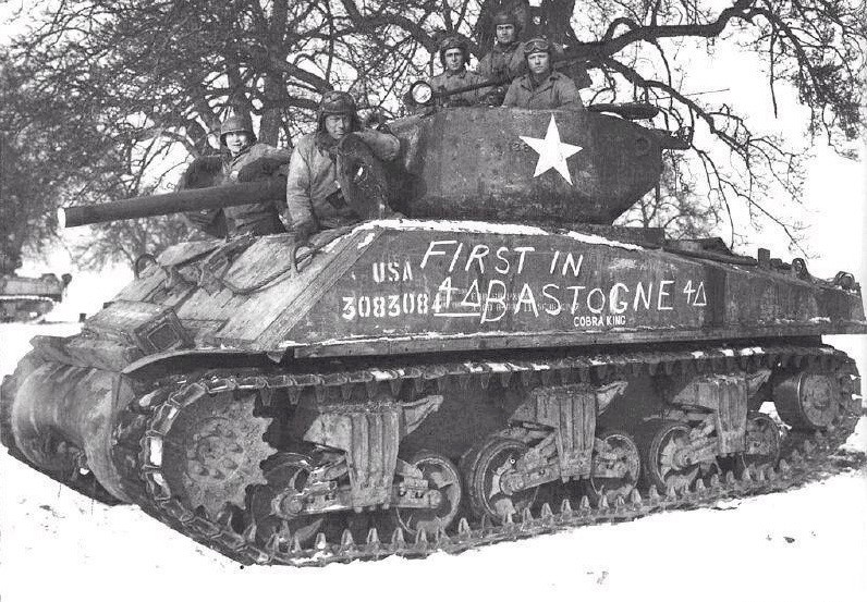 WW2 WWII Photo US Army Sherman Tank 4th Armored First in Bastogne World War Two