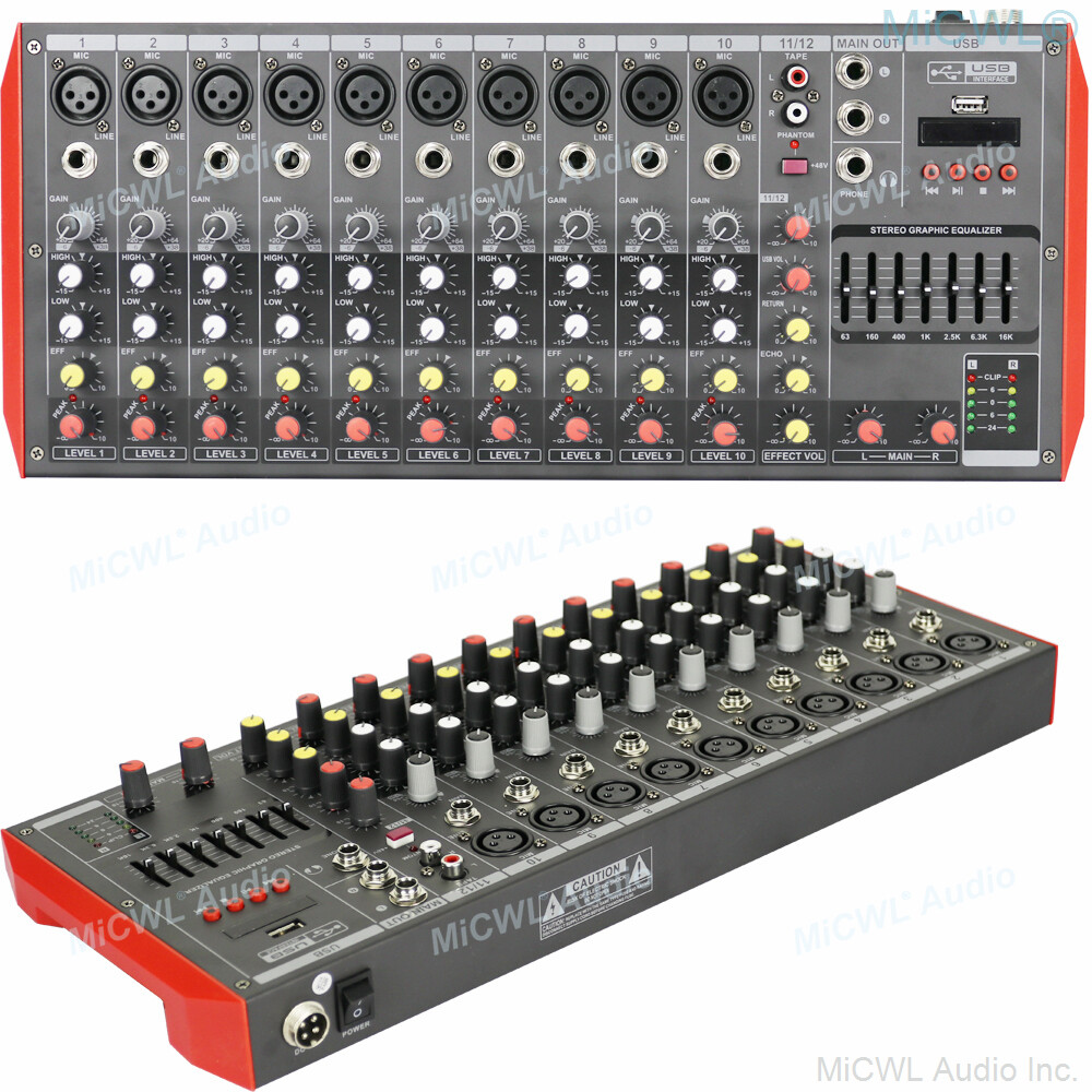 MG12 12 Channel Bluetooth Audio Mixer Mixing Console USB 48V Monitor EQ XLR Line