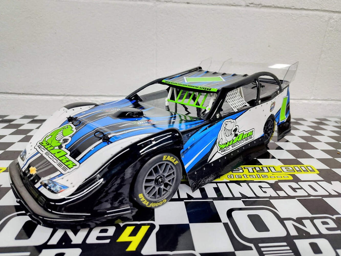 SHARK RC BODIES Slammer 1/12 Losi NASCAR Dirt Late Model CLEAR Body .030 ALM Gro