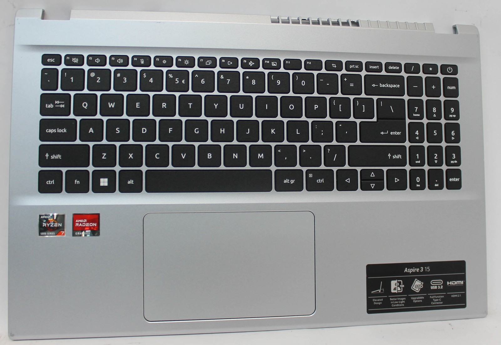 6B.KSJN2.001-B Acer Aspire 3 A315-44P-R7GS Palmrest w/US KB Silver Grade B