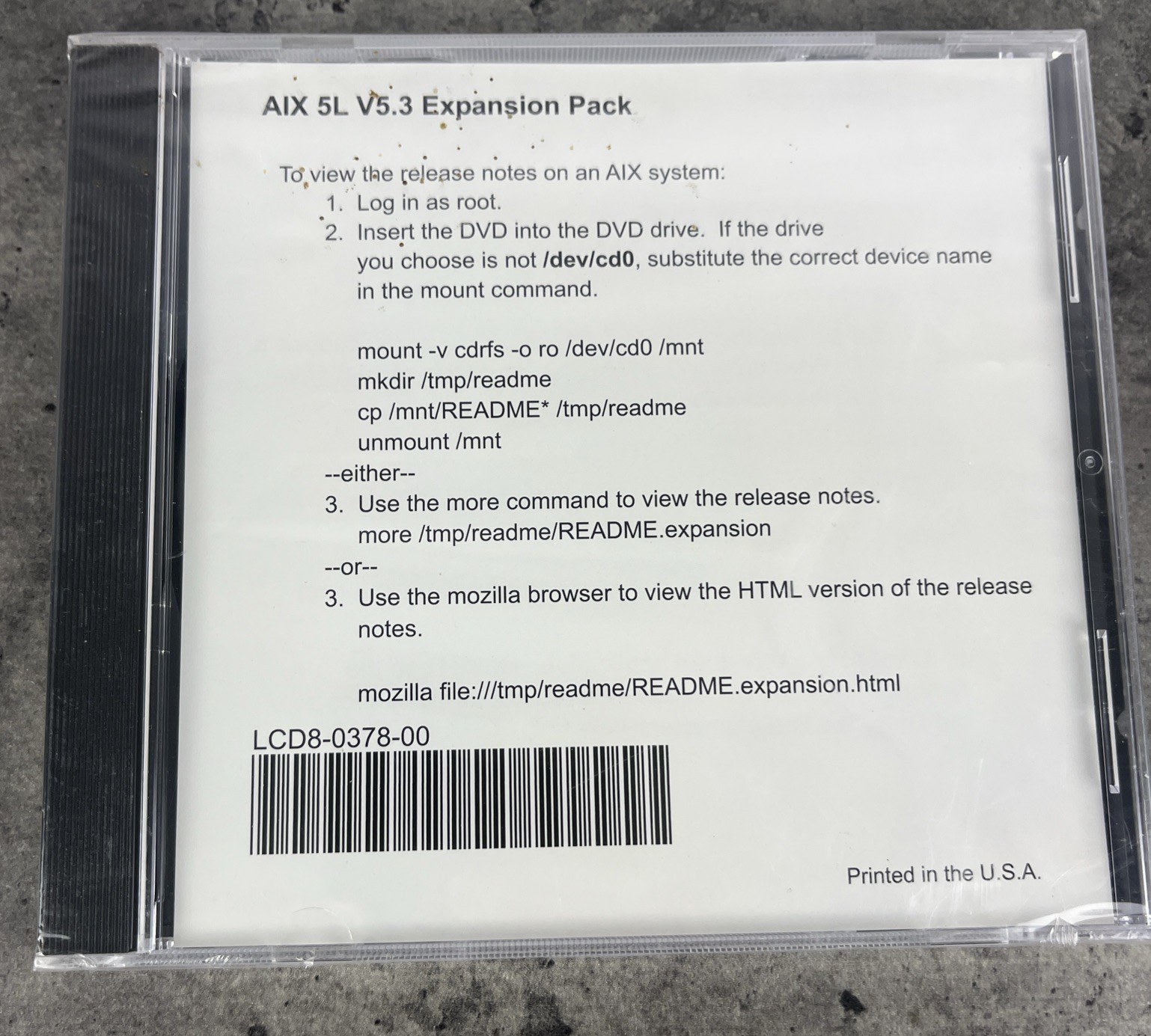 Vtg AIX 5L V5.3 Expansion Pack CD DVD Sealed