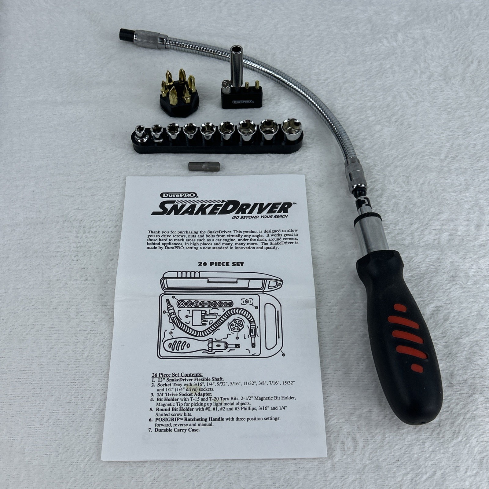 DuraPRO Snake Driver 26 Piece Set Angle ScrewDriver Model 02-100 New WithOut Box