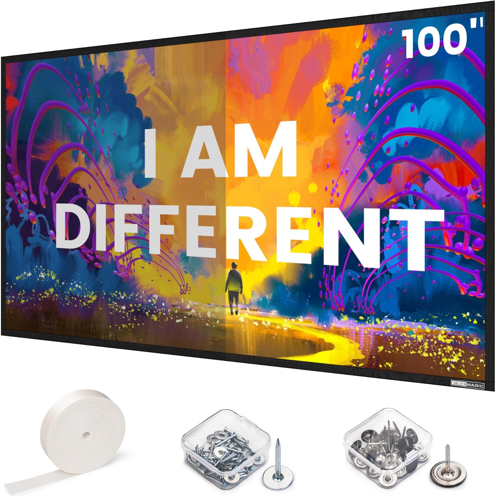 100" ALR Projector Screen - Wall Mounted, High Contrast, 2.7X Gain, 16:9 Gray Sc
