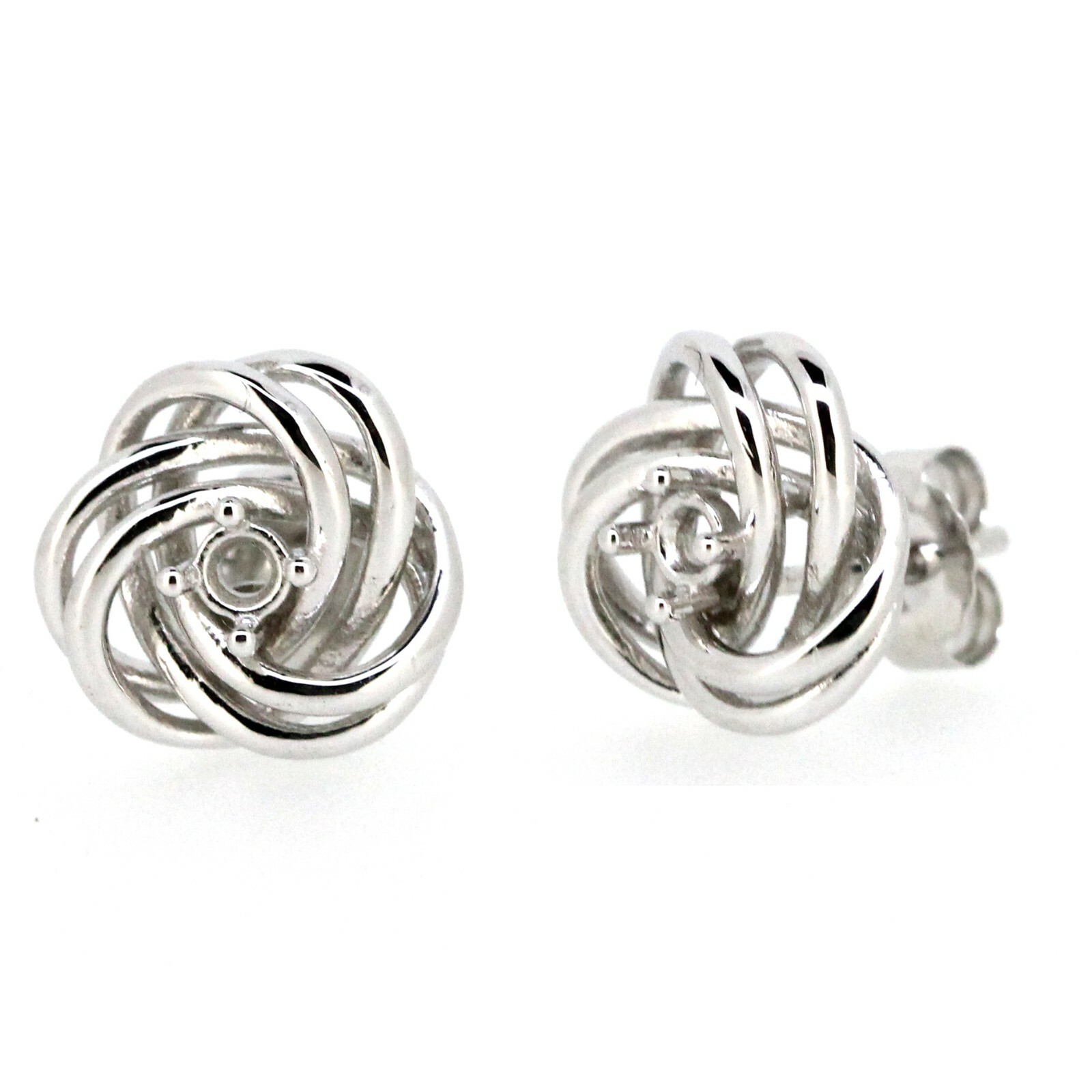 Sterling Silver Semi Mount Earrings Setting Round RD 2.5x2.5mm Filigree