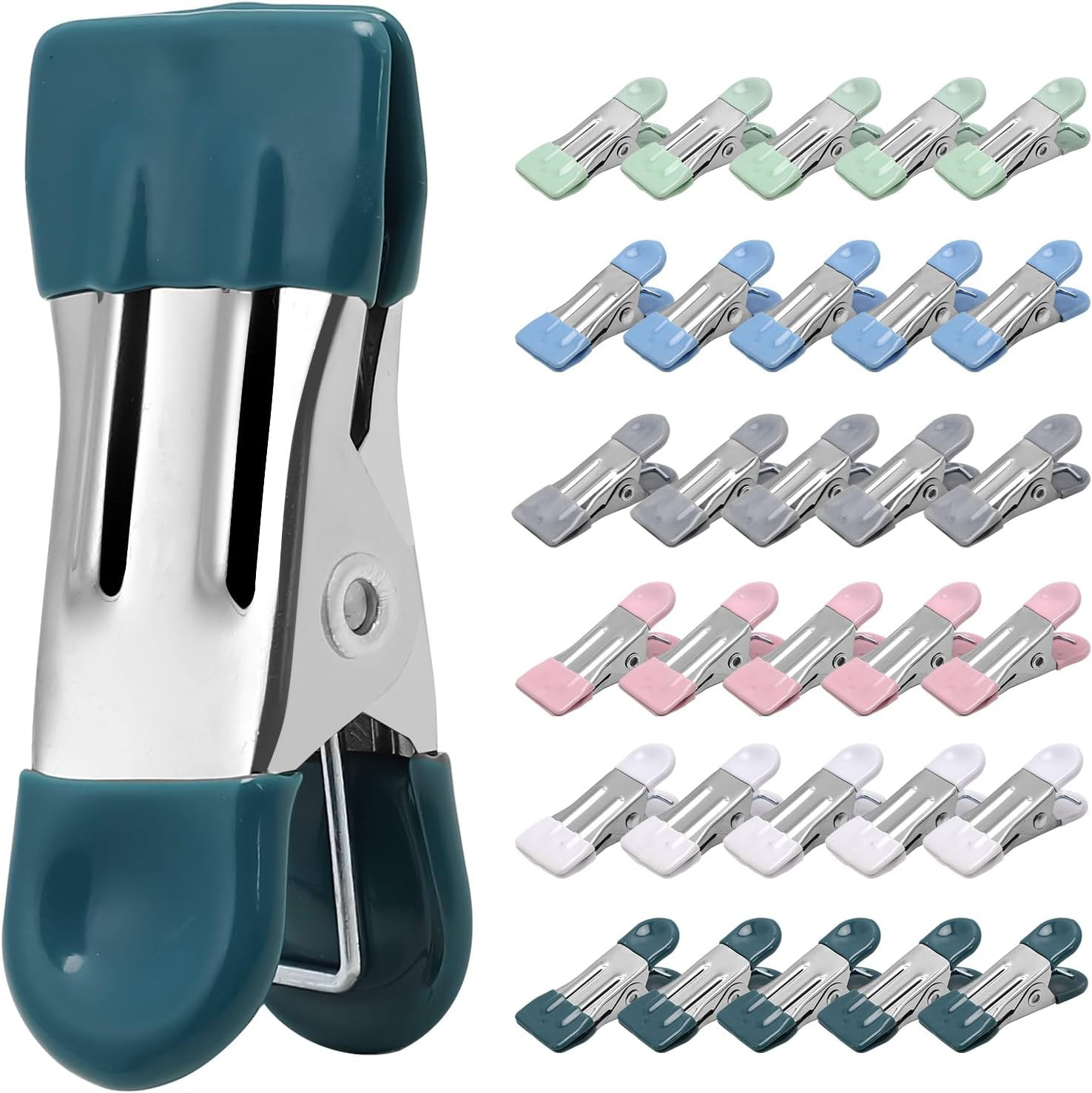 Clothes Pins Heavy Duty 30 Pack, 2.17 Inch Metal Chip Clips, Clothespins for Pho