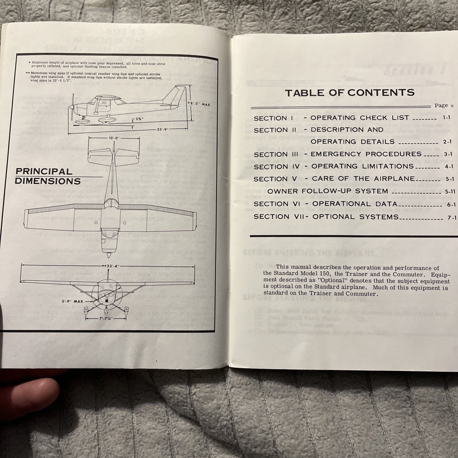 1972 Cessna airplane model 150 owners manual