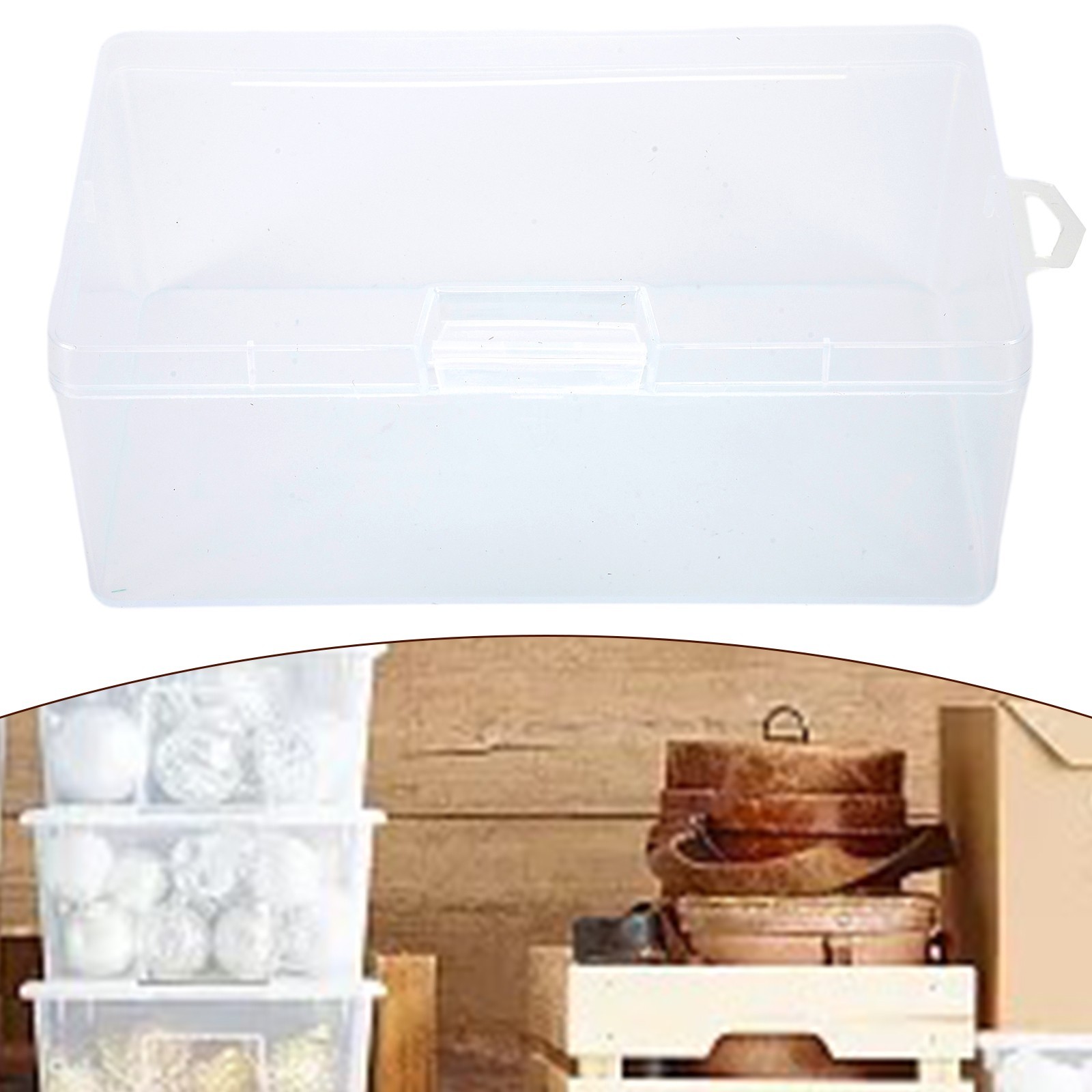 Plastic Storage Box Transparent Collection Container Case Clear Organiser