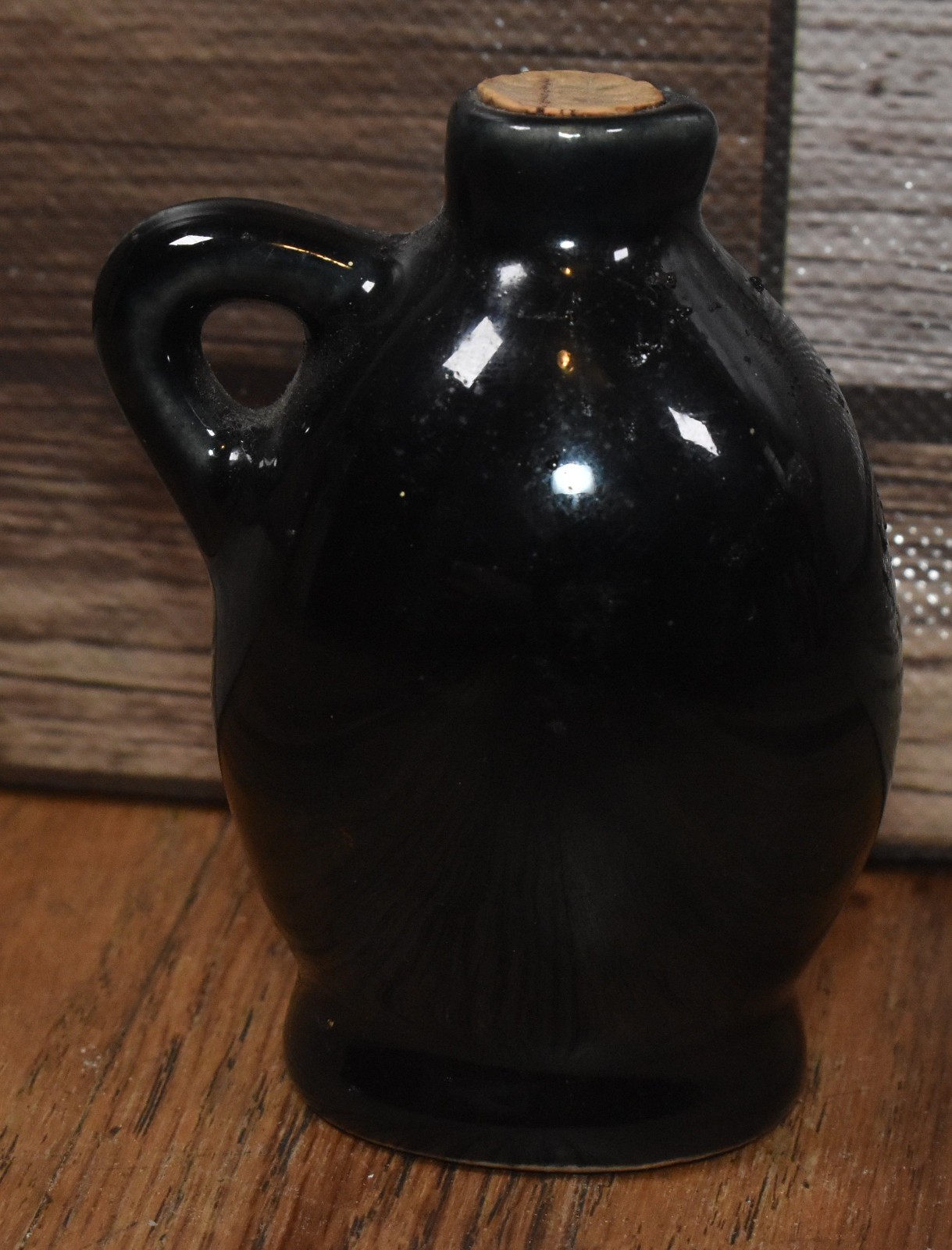 Vintage Mohawk Liqueur Solid Black Handled Mini Advertising Jug