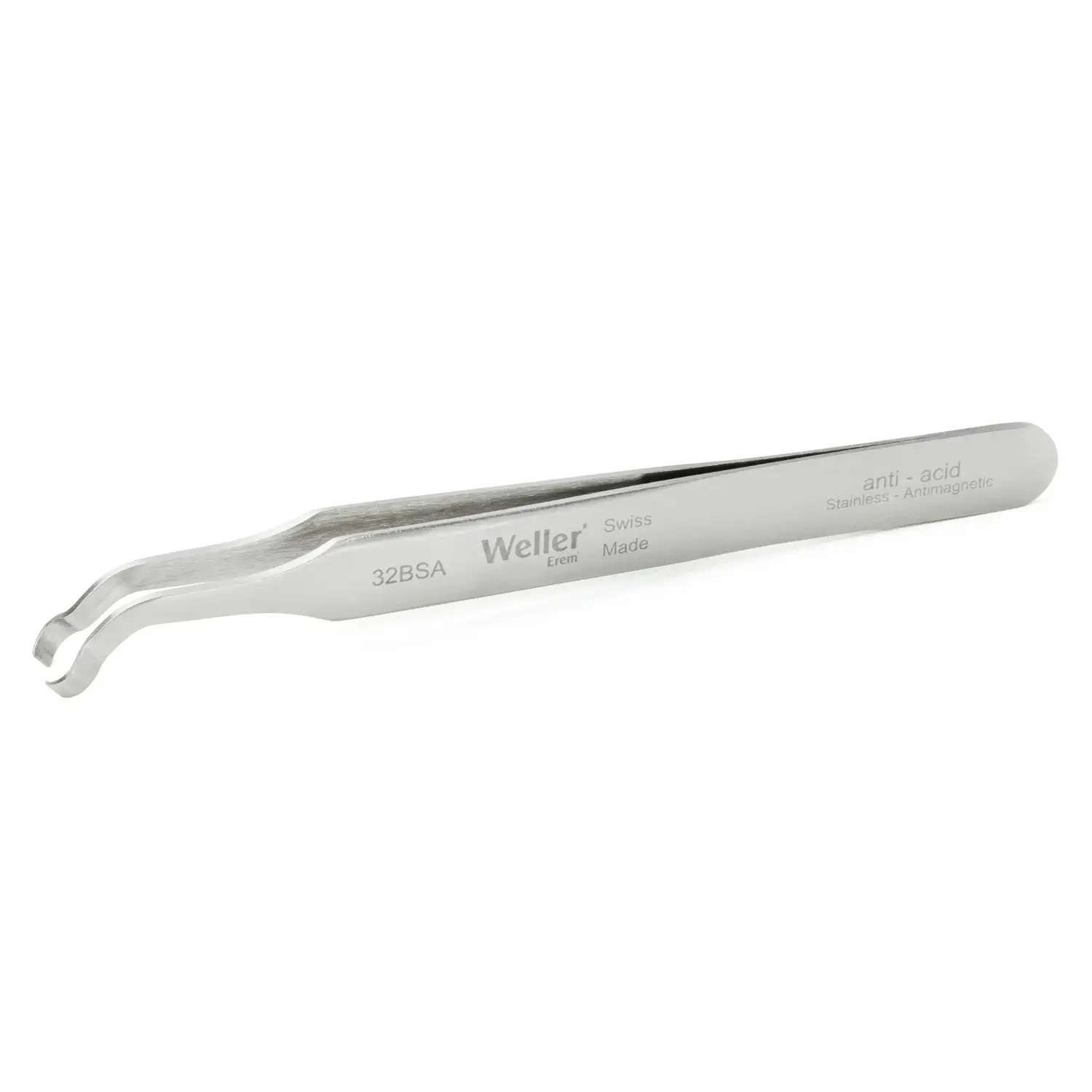 Erem 32BSA 4 1/2" Anti-Mag. SMD Tweezers, 45 Deg. Angle, Round Tips