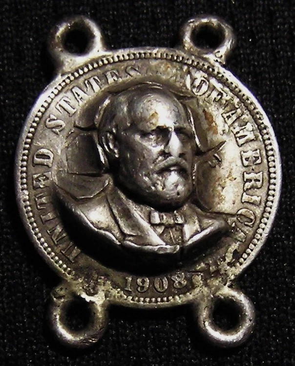political Assassinate 1908 PRESIDENT JAMES GARFIELD REPOUSSE POP OUT BARBER DIME