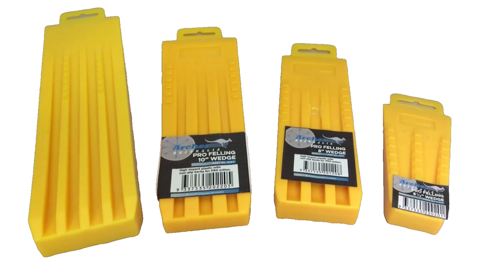 (4) Archer Tree Felling Falling Wedges Yellow Set 5-1/2" 8" 10" 12" ABS Plastic