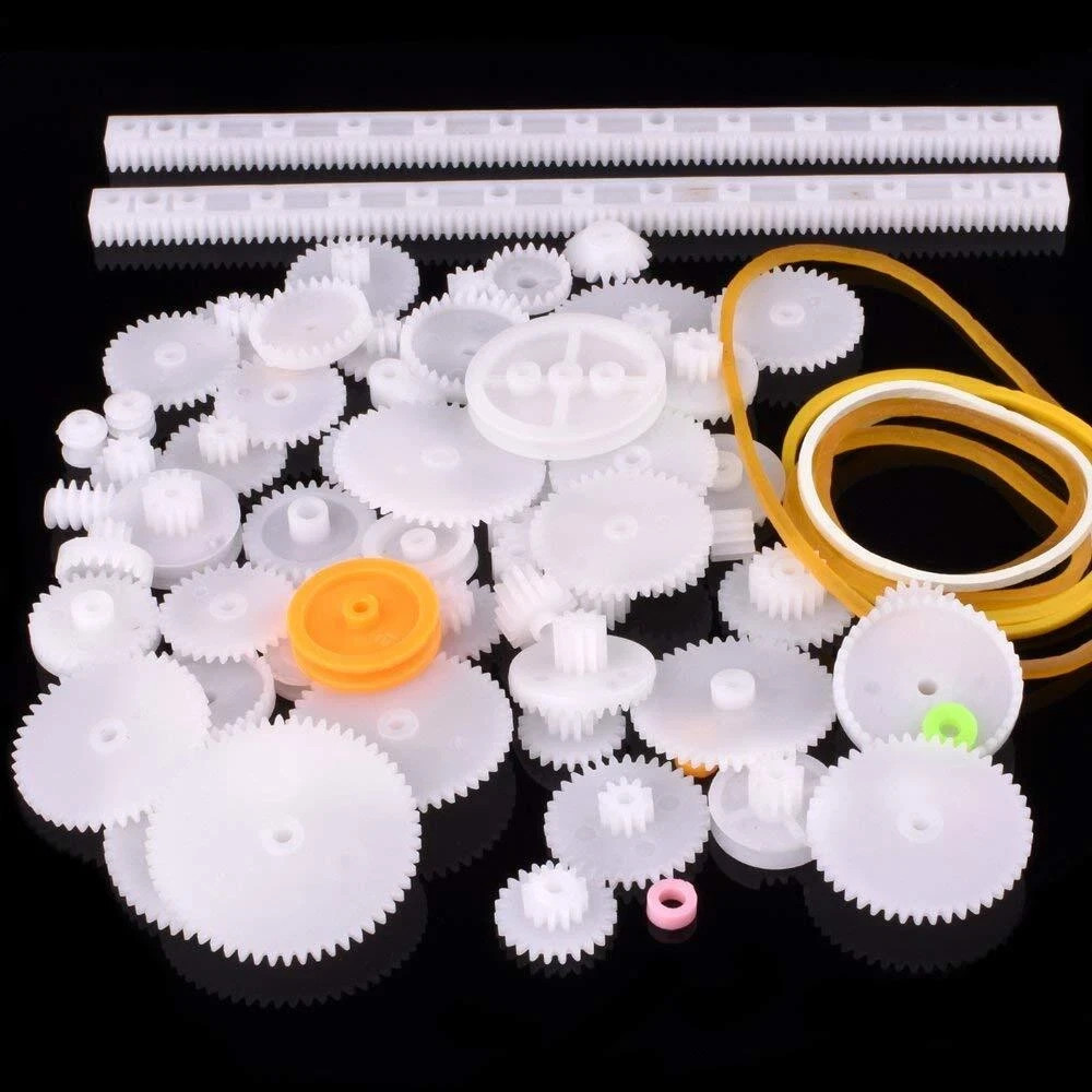 Plastic Gear Set, 75Pcs Single Double Reduction Gear Worm Gear for DIY Car Robot
