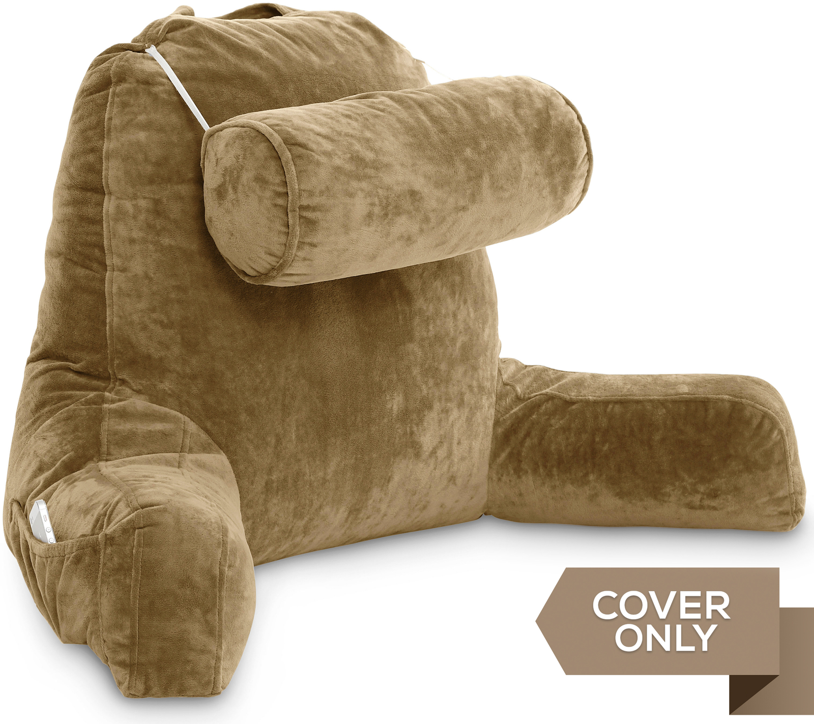 Husband Pillow Cover - Bed Rest Reading Pillow - Replacement Cover, Tan