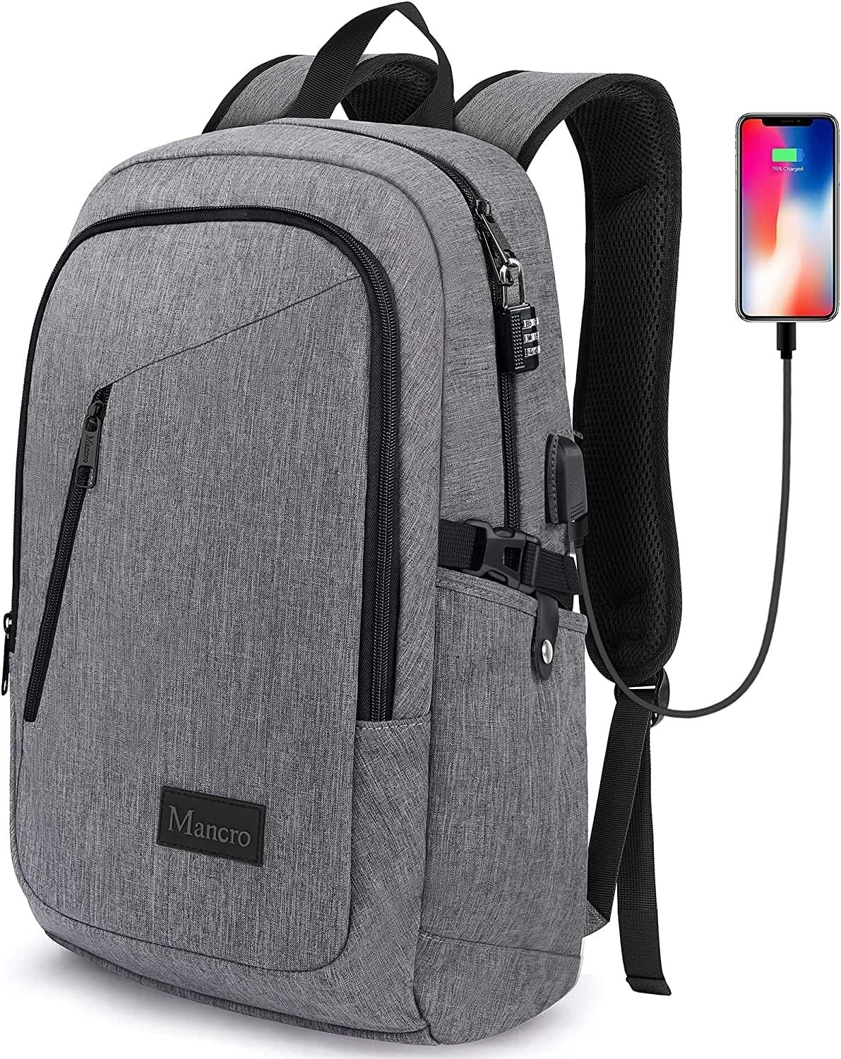 Mancro Laptop Backpack for Travel, Anti-theft Laptop Backpack for Men Business B