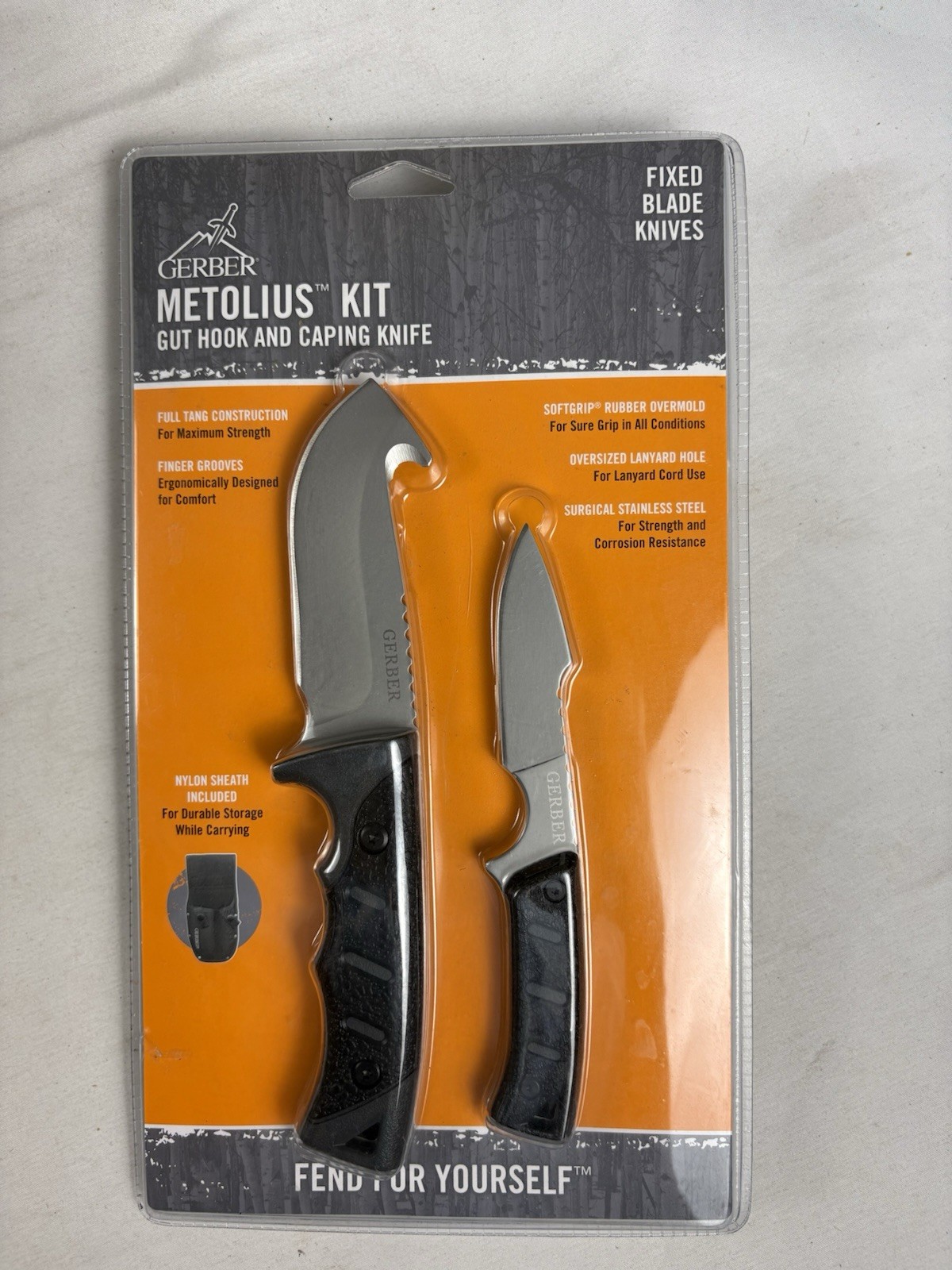 Gerber Metolius Gut Hook & Caping Knife Set NIP Fixed Blade w/ Sheath Hunting