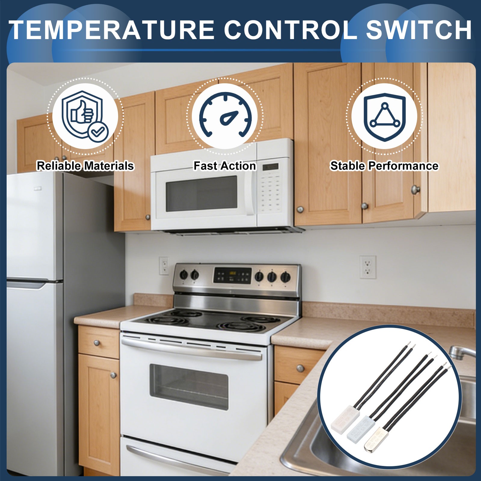 4pcs KSD9700 Thermostat, 45℃ N.O 5A Plastic Temperature Control Switch